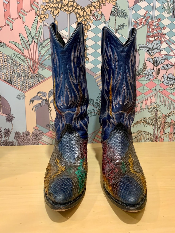 Vintage Dan Post Snakeskin Python Leather Cowboy … - image 3