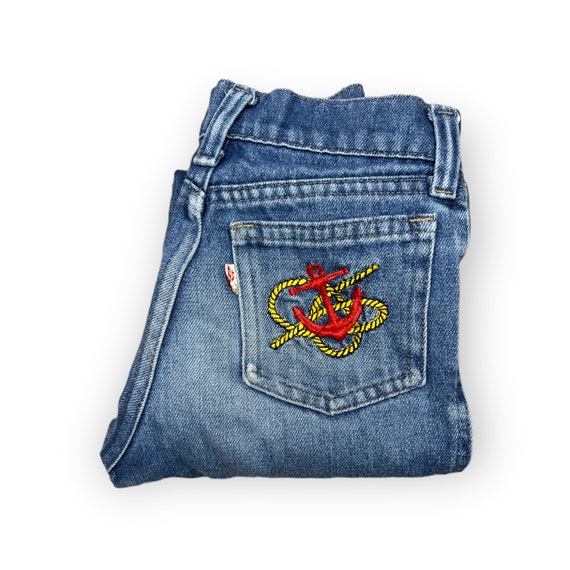 Vintage LEVI'S 512 Kids Slim Embroidered Anchor N… - image 4