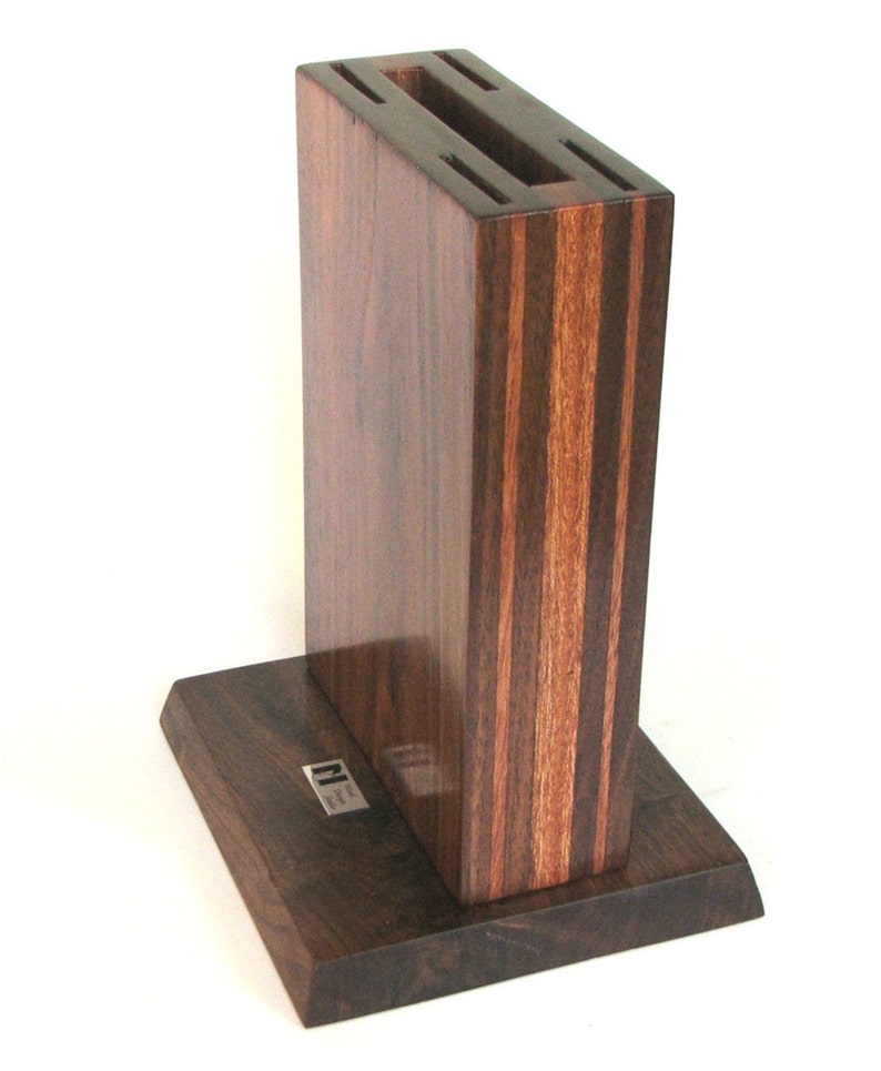 Knife Block Holder American Walnut with Meranti Strips Etsy