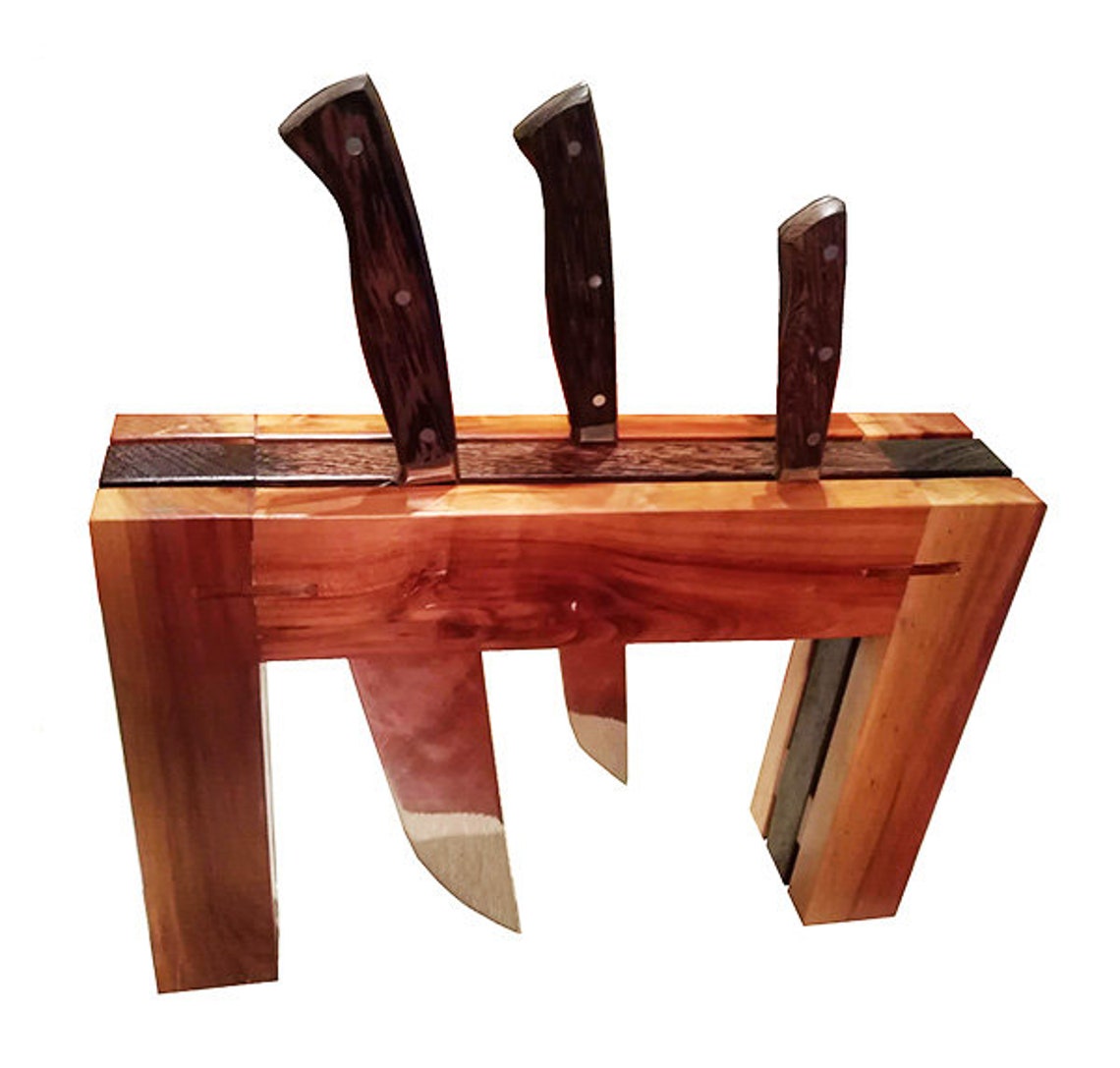 Knife Block Holder Plum Wood & Wenge Wood Handmade Etsy