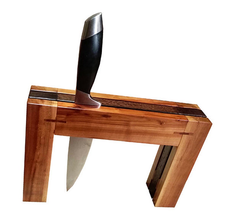 Knife Block Holder Plum Wood & Wenge Wood Handmade Etsy
