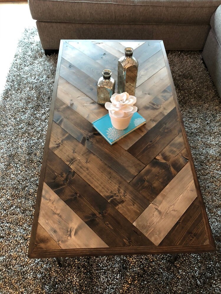 DIY Herringbone Coffee Table Plans Etsy