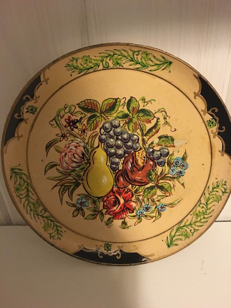 Hand Painted Fruit and Flowers Wooden Plates Set of 6