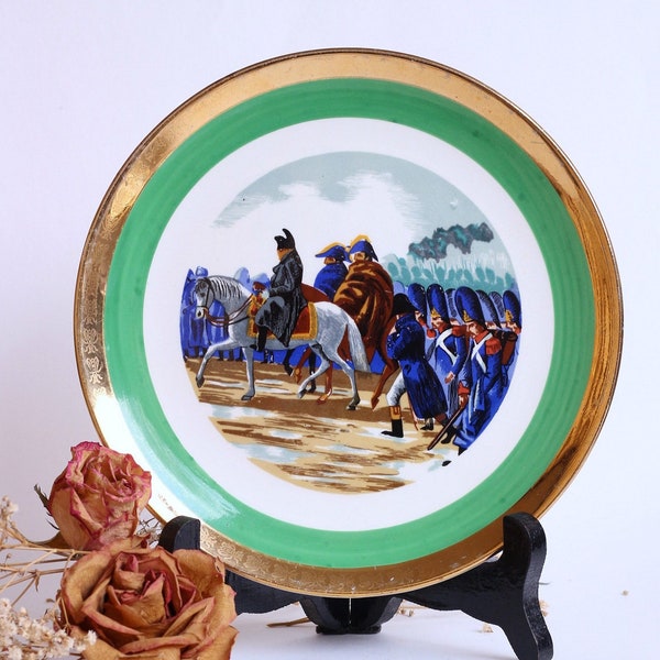 La Russie/Napoléon I- Assiette parlante- Service à dessert/Style Empire- Assiette décorative/murale- Vintage- Collection/Décoration