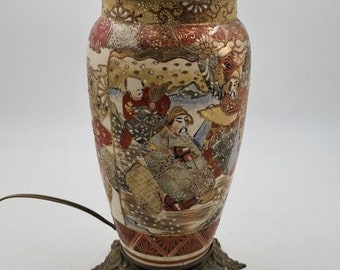 Lampe/Vase SATSUMA- Porcelaine polychrome- Japon XIX- Vintage/Decoration/Collection