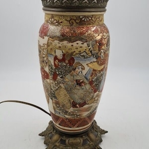 Lamp/Vase SATSUMA- Polychrome porcelain- Japan XIX- Vintage/Decoration/Collection