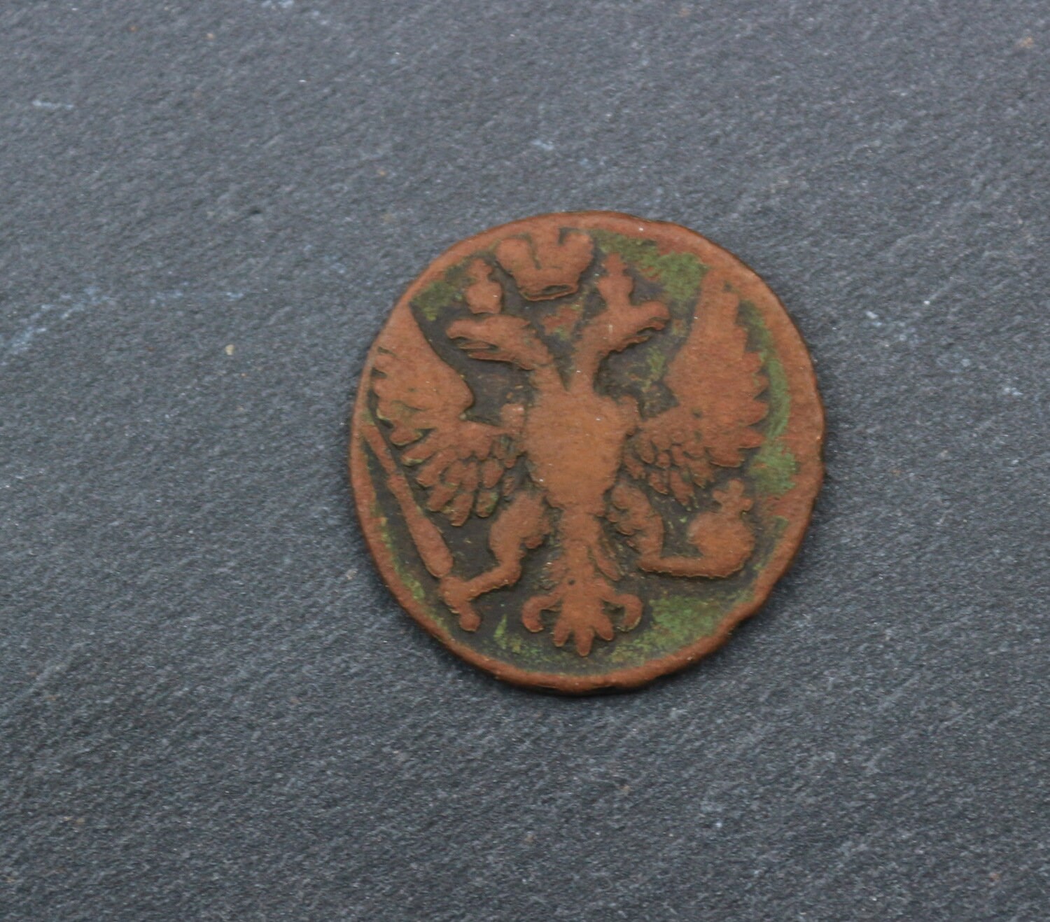 Old Russian Coin- Denga 1749- 1/2 Kopeck- Double-headed Eagle- KM