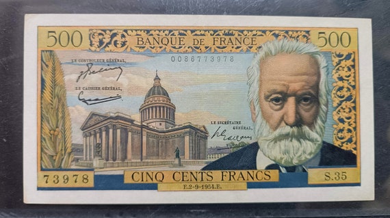 France 500 F- 500 Francs Victor HUGO- Type 1954- P.133a- Billet