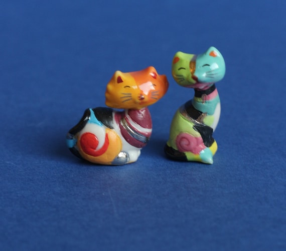 CATS Lot 10 Figurines Peint à La Main Dollhouse/miniatures/collection  Fabophilie/objet Vitrine 