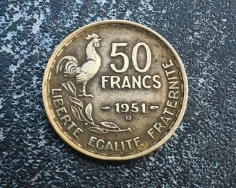 50 フラン - 50F フランス - 1951/1952/1953 - ギロー/オンドリ - 文字