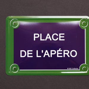 Place d&#39;Apéro- Plaque émaillée- Plaque de porte- Style vintage- Information/Décoration