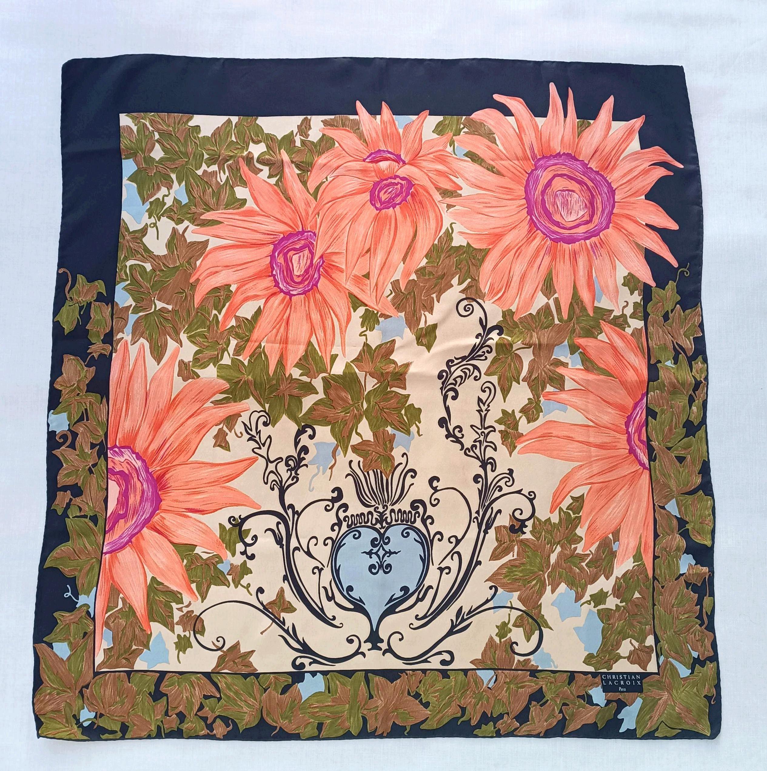 Christian Lacroix- Silk Scarf/face Mask- 100% Silk- Hand Rolled