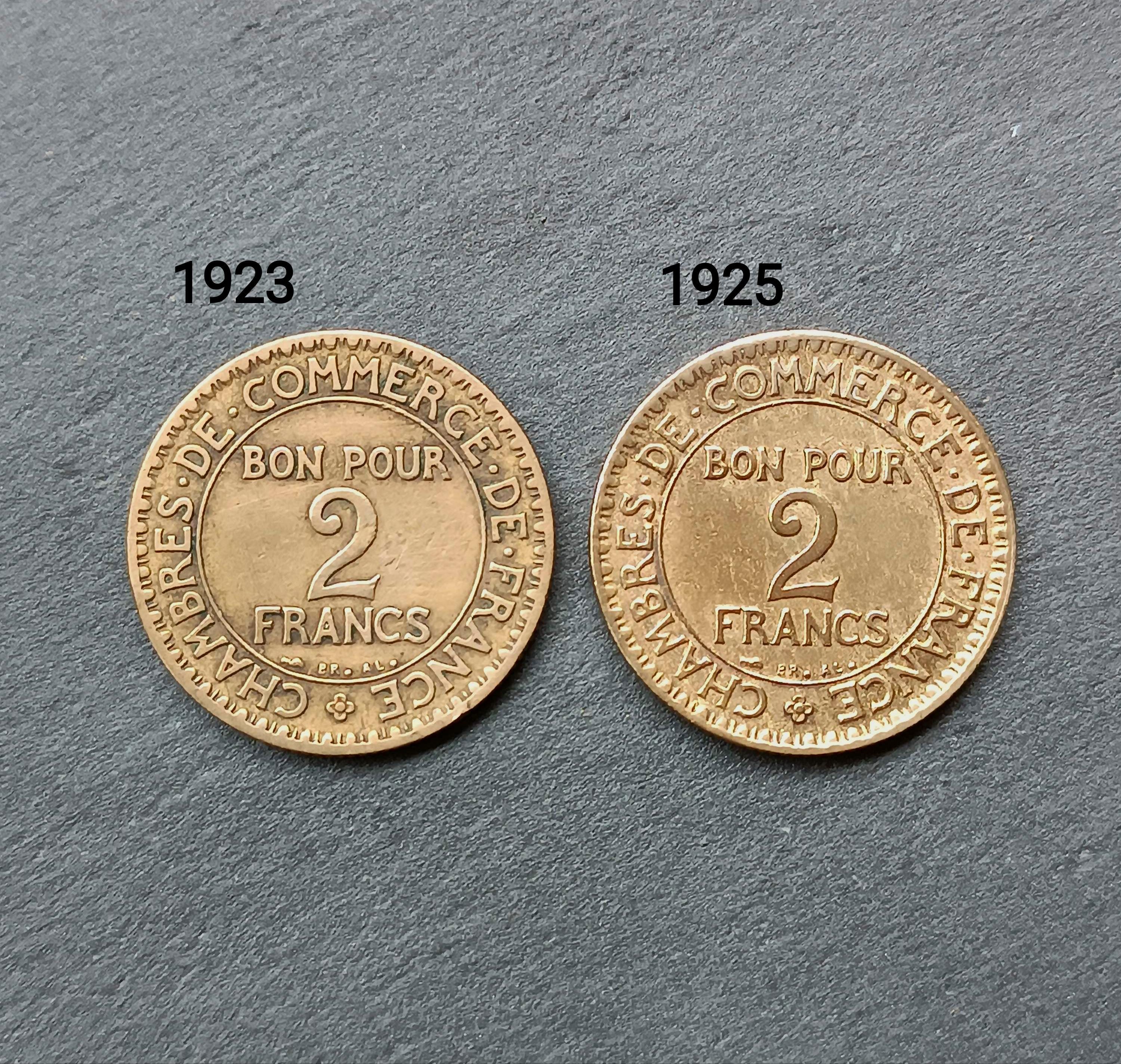 フランス - 2フラン相当 1923/1925年 - 水銀タイプ - フランス通貨