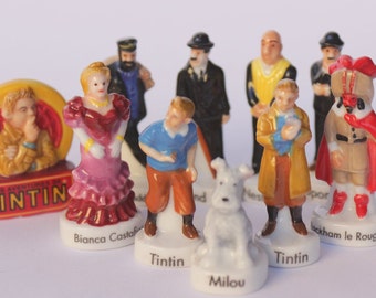 TinTin (Les aventures)- Bean Fève- 10 figurines- Hand painted- Porcelain/ceramic figurines- Glossy/lacquered version- Collection- Fabophilie
