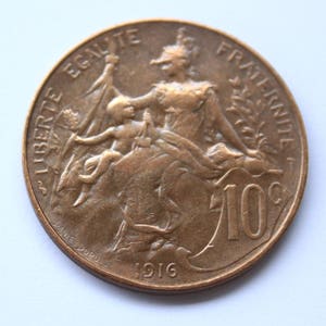France-  10 centimes 1916- The old French currency- Coin - Collection