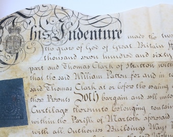 1765- English manuscript- Georgian period- Parchment/old inks/seal- Decrypt- Old paper- Indenture-Vintage-Collection