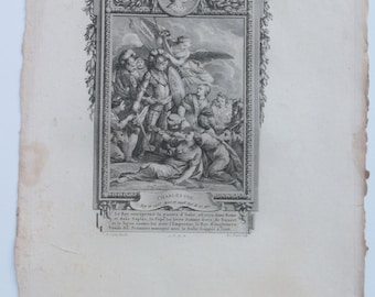 King of France Charles VIII- French Engraving- Great artist Ch.- N.COCHIN- Collection- Old Papers- Wall deco
