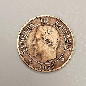 France- 10 centimes 1855 W- Type Napoléon III- Tête nue- L&#39;ancienne monnaie française- Numismatique - Collection