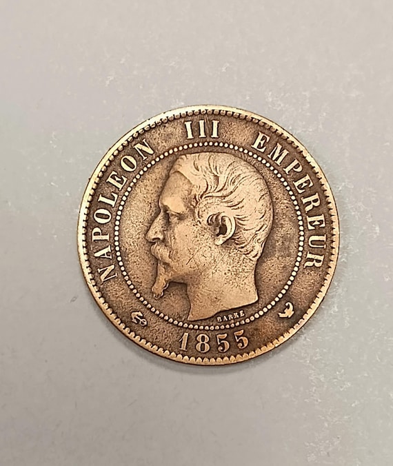 フランス - 10サンチーム 1855年 W - ナポレオン3世タイプ - 裸頭 - 旧