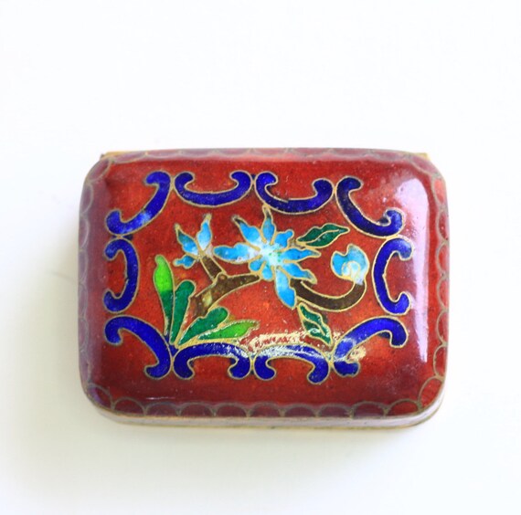 Pilulier Décoratif En Email Cloisonné | Cuivre Doré | 3 Compartiments Quotidiens | Thème Fleur | Fabriqué En France | Occasion