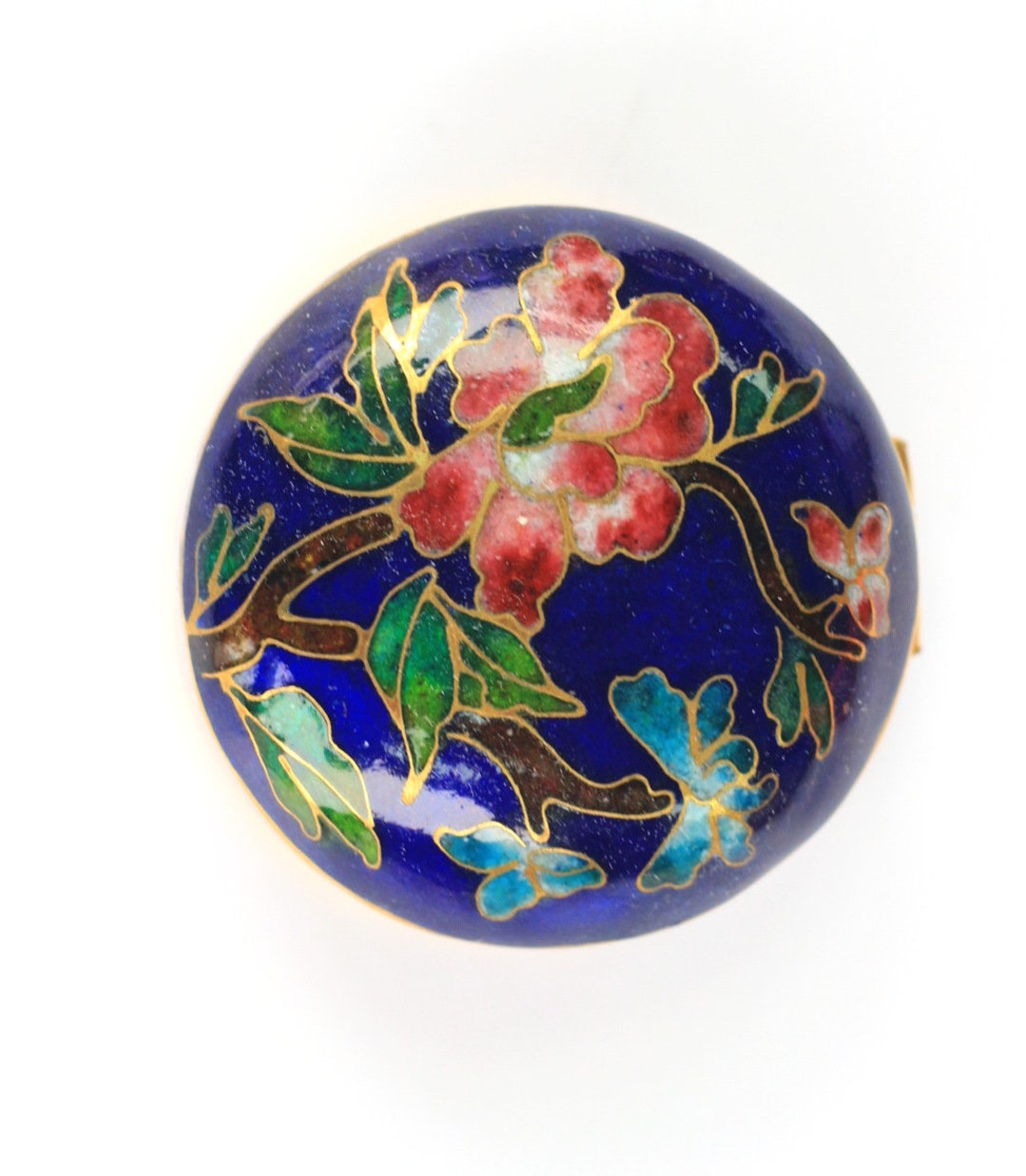 Pendentif Boîte à Pilules Vintage En Cloisonné - Cachette Secrète - Poids 19,8g - Occasion