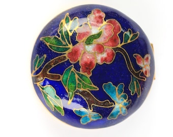 Ancienne boîte à pilules- Petite boîte en émail cloisonné- Laiton+Émail- Peint à la main- Boite à dents- Collection- Décoration