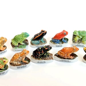 Lot 10 fèves- Grenouilles- Série complète- Fèves des gâteaux de Rois- Peint à la main- Version brillante- Collection- Fabophilie