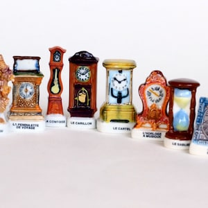 Horloges- Vendu en lot- 11 Fèves gâteaux de Rois- Haute gamme- Version brillante/laqué- Peint à la main- Miniature collection- Fabophilie