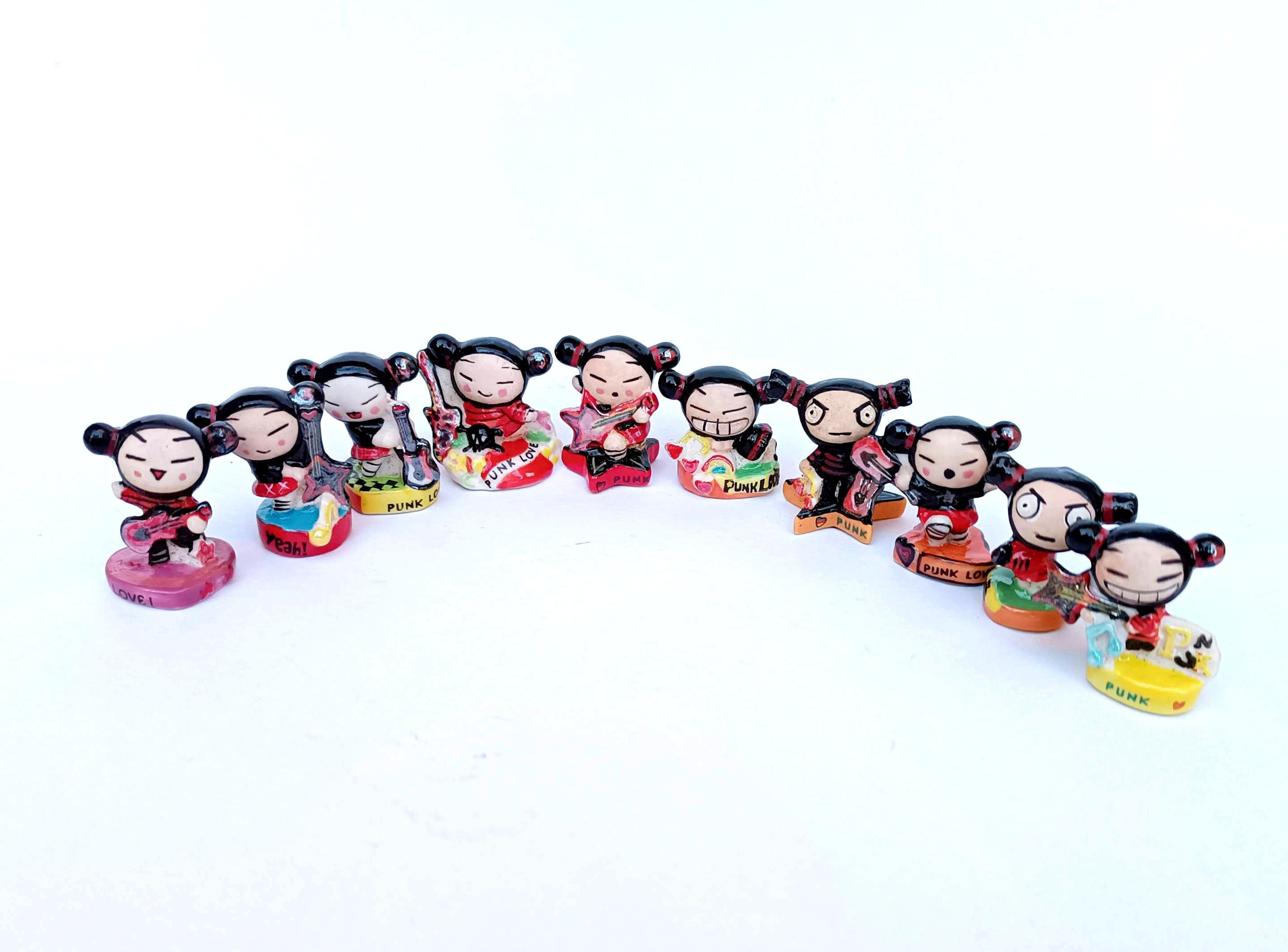Rare- PUCCA- Lot figurines- Fèves des gâteaux de Rois- Peint à main- Version brillante/laqué- Miniature collection- Fabophilie/Objet vitrine