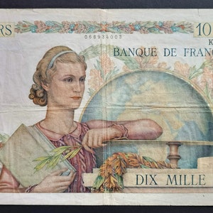 Billet RARE- France 10&#39;000 Francs- Génies Françaises- 10&#39;000 F 1952- F.38.32- Billet Banque de France- XX siècle- Collection- Bonistique