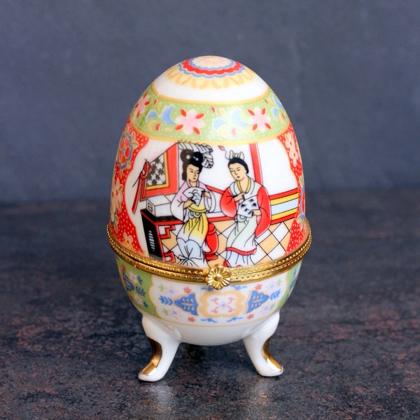 Boîte à bijoux- Style Fabergé- Sujet japonais- Petite boîte en porcelaine- Boîte cadeau- Collection- Décoration