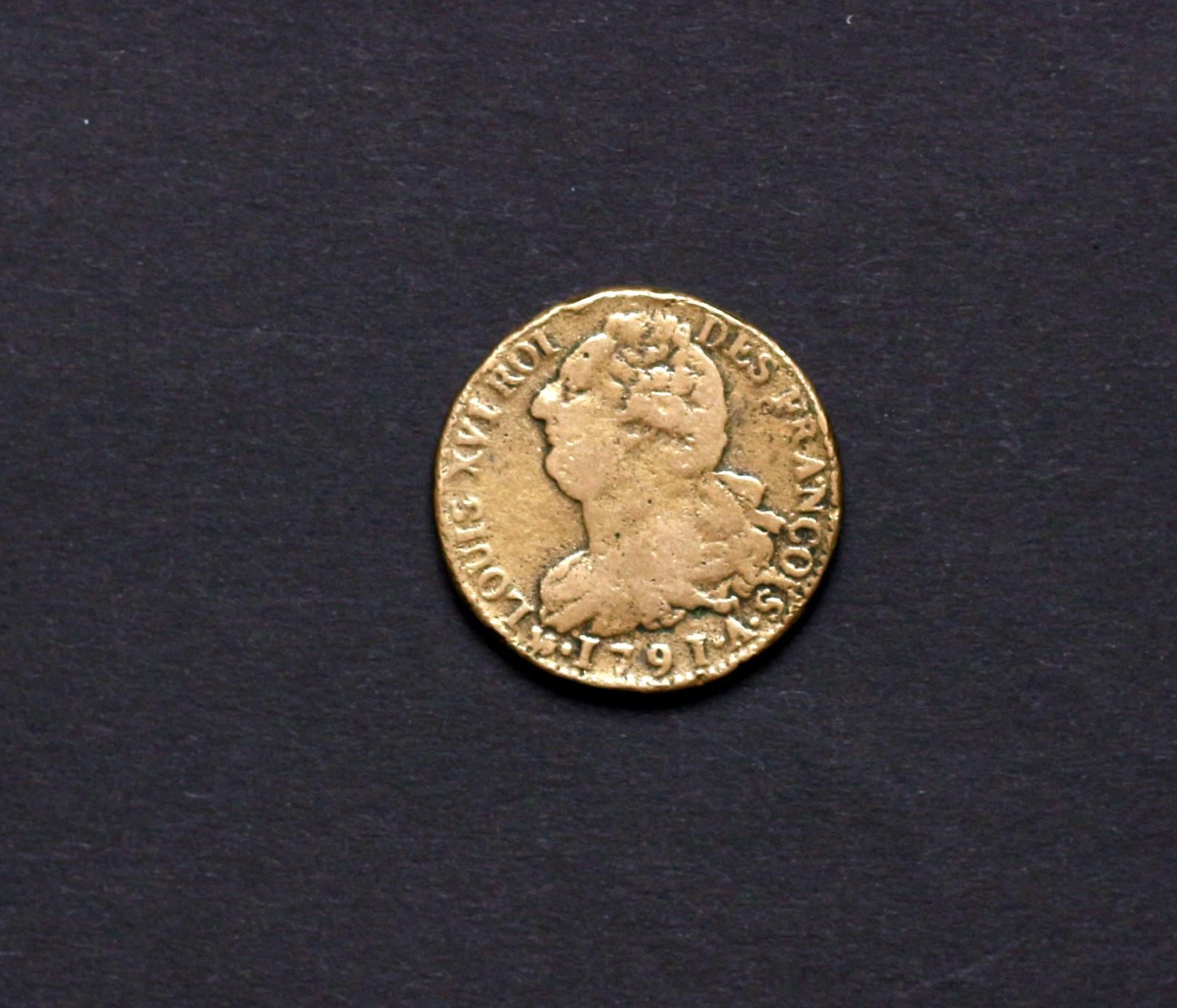 6300. 貴重 ? 1792年 ? フランス ルイ16世 2ソル 銅貨 ロイヤルフランス - 2ソル 1791 - ルイ16世 - 1791 - フランス革命