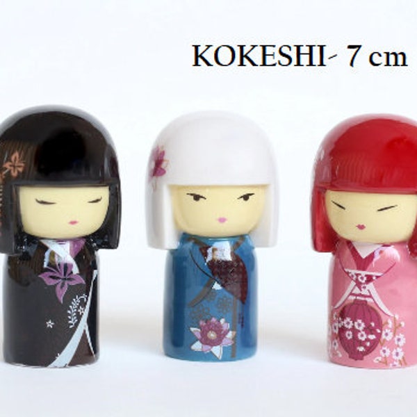 Poupee Japonesse KOKESHI- 7 cm- Kimmidoll Collection- Peint à la main- Version brillante/laqué- Collection/Déco maison/Objet de vitrine