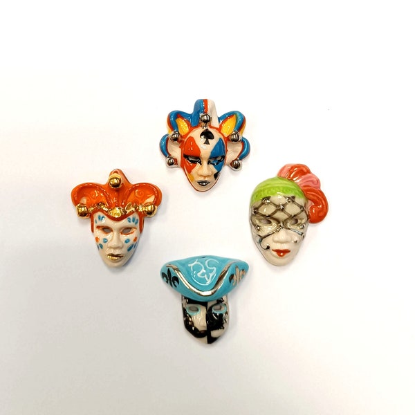 Masques Vénitiens- Fèves de collection- Peint à la main- Version brillante/laqué + mate- Miniatures- Fabophilie