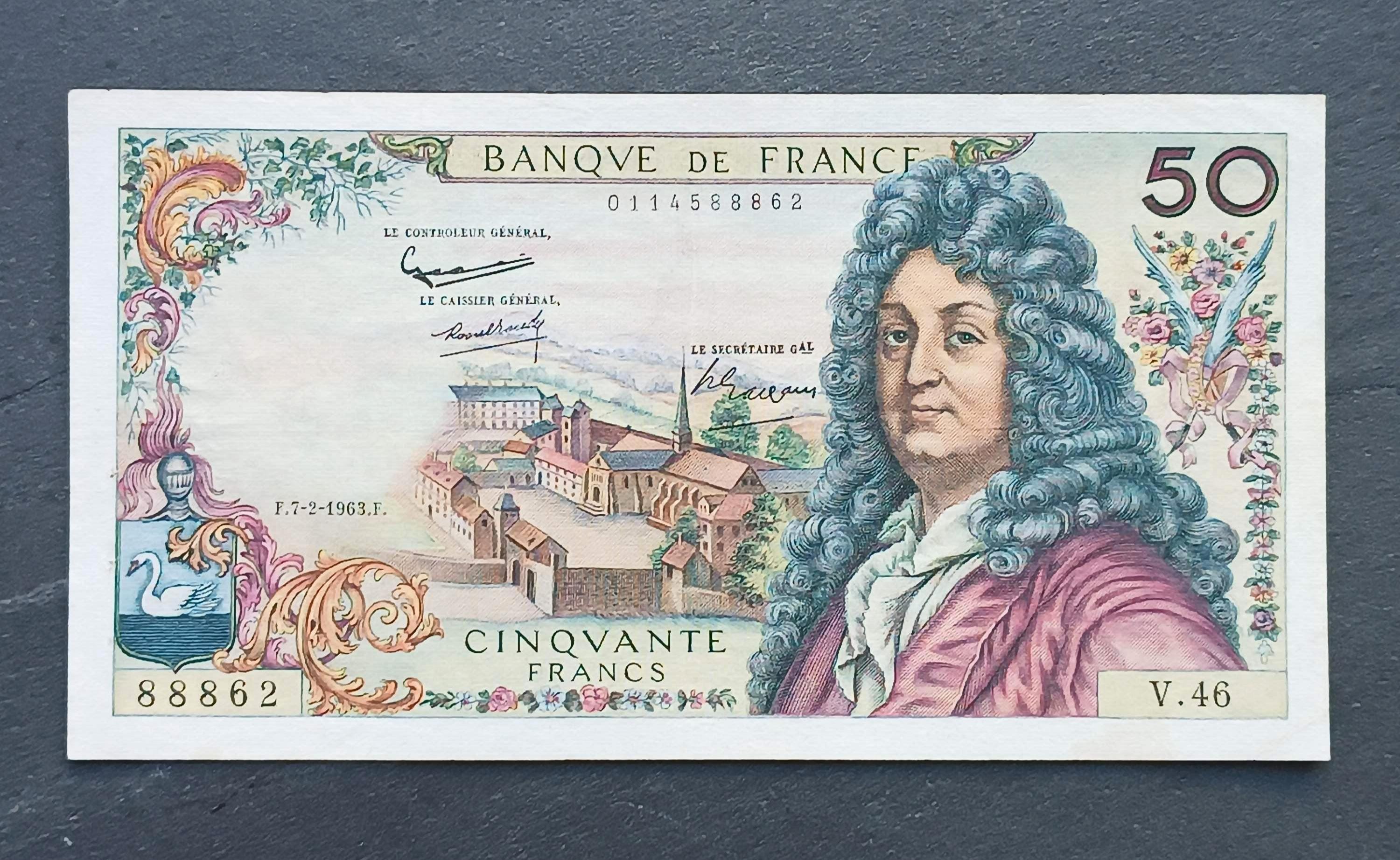 フランス 50 F- 50フラン- タイプRACINE- F.64.04- フランス銀行の紙幣