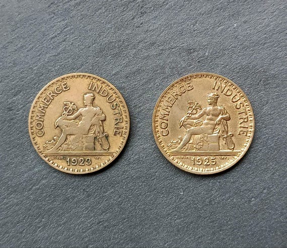 フランス - 2フラン相当 1923/1925年 - 水銀タイプ - フランス通貨