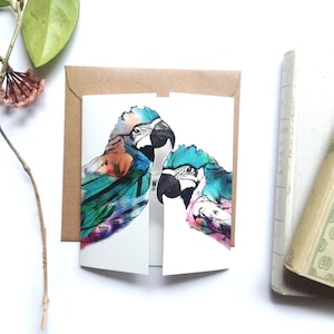 Parrot Greeting Card , Tropical Birds , Birthday Card, Just Because, Pop up Card, Bird Lover Card, Mothers Day Card