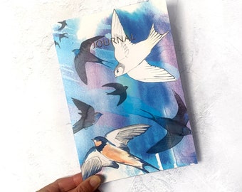 Swifts and Swallows A5 Notebook/Journal, Bird Notebook, Bird Lover Journal