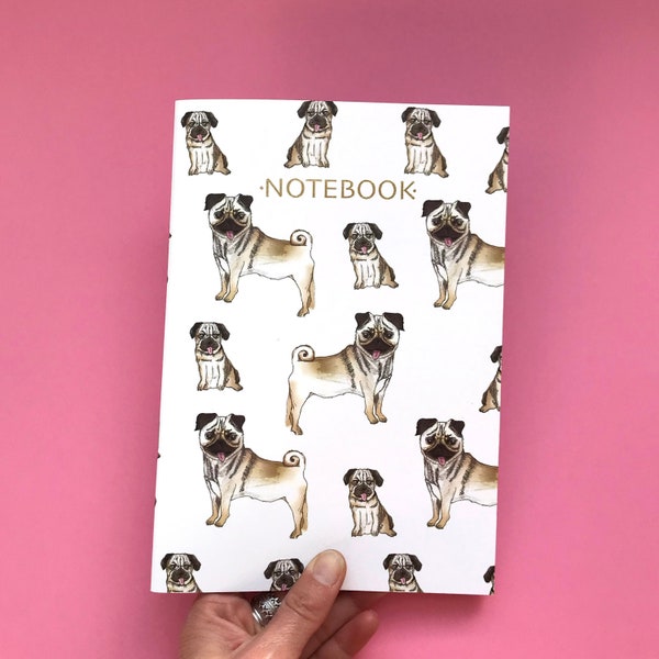 Pug Dogs A5 Notebook, Pug Journal, Pug Gift,  Pug Lover Gift, Dog Lover Gift