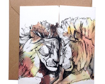 Carte D Anniversaire Lion Etsy