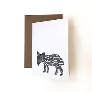 Baby Tapir wenskaart, blanco binnenkant, gewoon omdat, kaart voor vriend, nieuwe babykaart