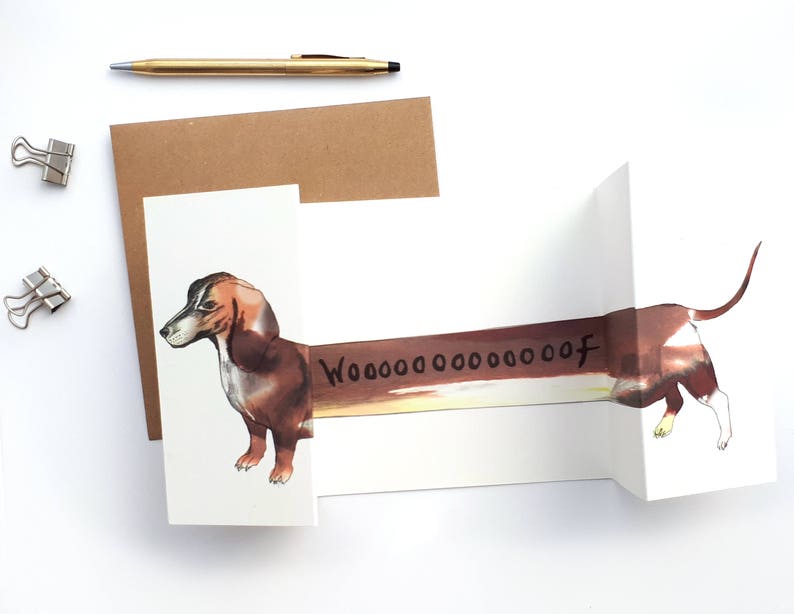 Sausage Dog Card Dachshund Sausage Dog Concertina Card Etsy UK