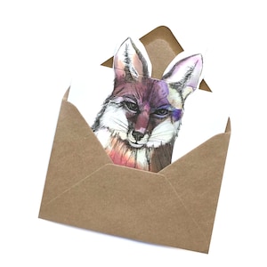 Pop up Fox carte de voeux, carte d'amant de renard, carte d'animaux de la forêt, carte de renard d'hiver
