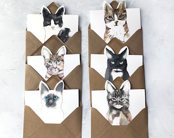 Pop Up-katthälsningskort, kattälskarekort, popup-kattkort, kattmamma-kort, katt-anteckningskortspaket.