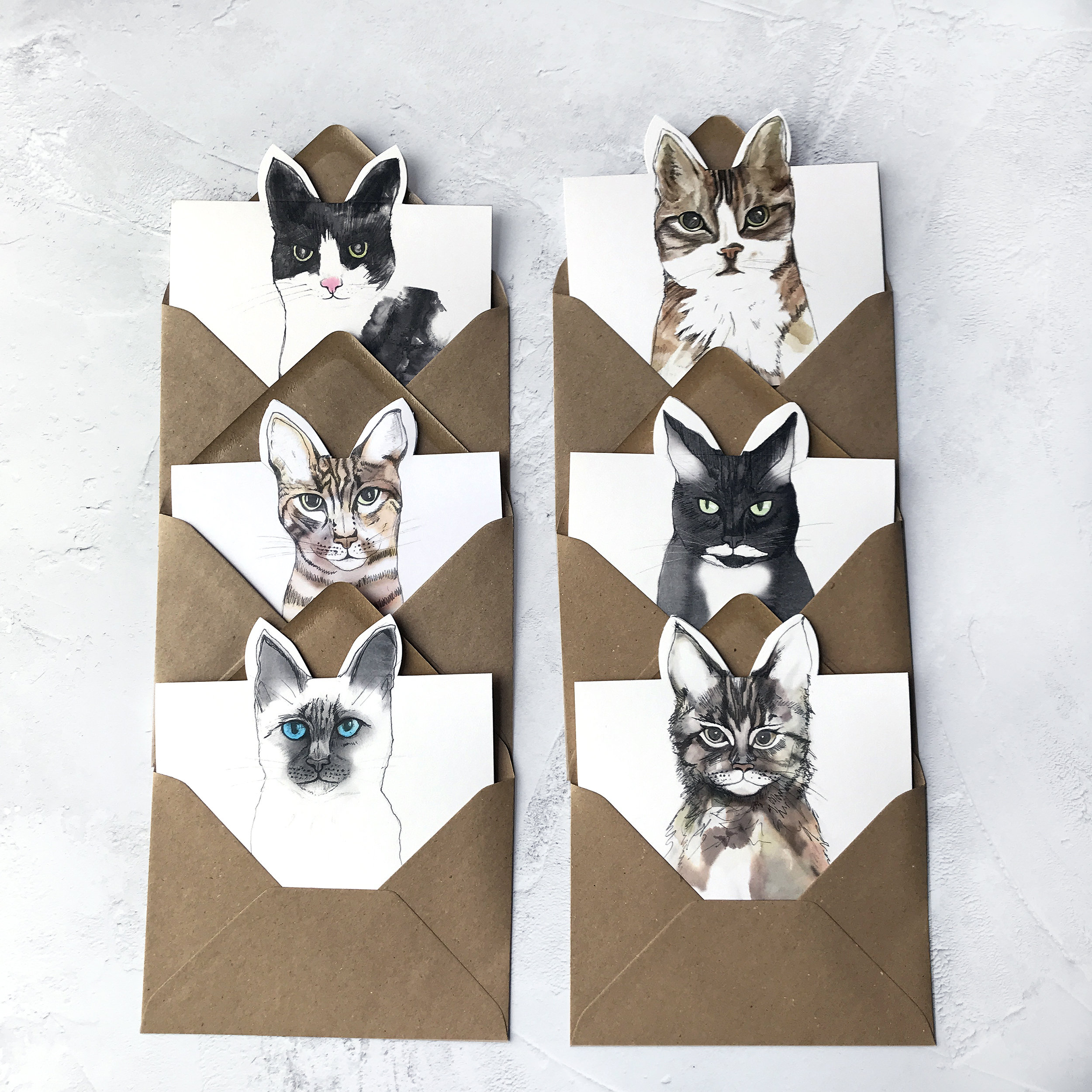 Set of Six Pop Up Cat Greeting Cards Cat Lover Card Pop Up Etsy