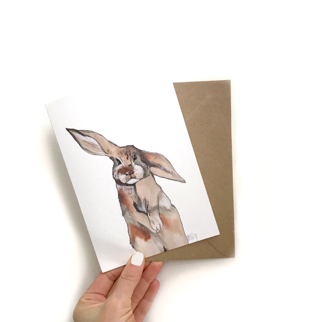 Easter Rabbit Card, Bunny Card, Easter Greeting Card, Watercolour ...