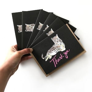 Tarjetas de nota de agradecimiento de leopardo, tarjetas de nota de leopardo, tarjetas de agradecimiento, interior en blanco