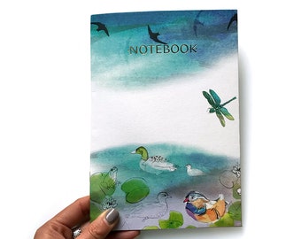 At The Pond Wild Swimming A5 Notebook, Nature Lover Gift, British Nature Notebook.