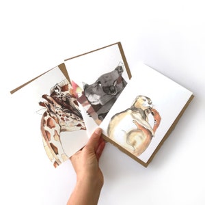 Cartes d’animaux câlins, ensemble de 3 cartes d’amour animal, cartes pour l’amour