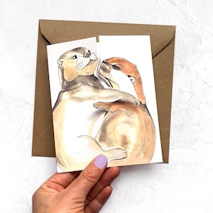 Tarjeta de nutria, tarjeta de abrazo de nutria, tarjeta para el amor, enviar una tarjeta de abrazo, tarjeta de día de San Valentín.